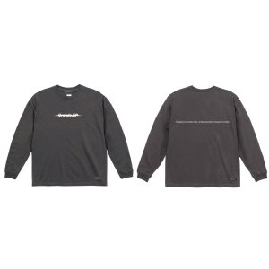 画像: Grande.F.Pブラッシングロゴ.ルーズフィット長袖Tシャツ　ダークチャコールグレーｘホワイト