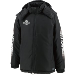 画像: 【ジュニアサイズ対応】GRANDE.F.P.ハイパーロゴフーデッドウォーマーハーフジャケット　ブラックｘホワイト