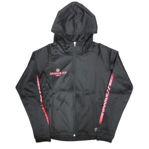 画像: 【BIGサイズ対応】GRANDE.F.P.ハイパーロゴフーデッドジャージジャケット　ブラックｘレッド