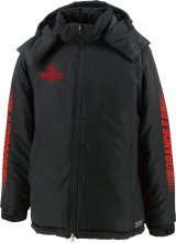 画像: 【ジュニアサイズ対応】GRANDE.F.P.ハイパーロゴフーデッドウォーマーハーフジャケット　ブラックｘレッド