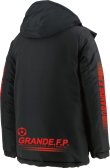 画像2: 【ジュニアサイズ対応】GRANDE.F.P.ハイパーロゴフーデッドウォーマーハーフジャケット　ブラックｘレッド