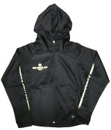 画像: 【ジュニアサイズ対応】GRANDE.F.P.ハイパーロゴフーデッドジャージジャケット　ブラックｘホワイト