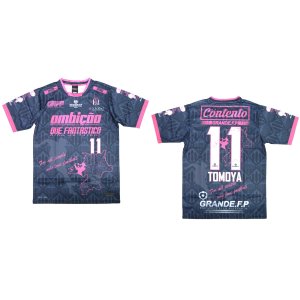 画像: 【完全予約販売：2026年3月下旬発売〜お届け商品】 【ジュニア〜BIGサイズ対応商品】 2026バージョン.見木友哉ｘGRANDE.F.Pコラボ.TOMOYA・NO.11昇華転写サポートプラシャツ.半袖　ネイビーｘピンク