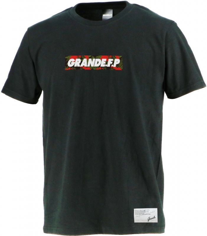 画像1: GRANDE.F.P.ハイビスカス.ラバーTシャツ　ブラックｘレッド