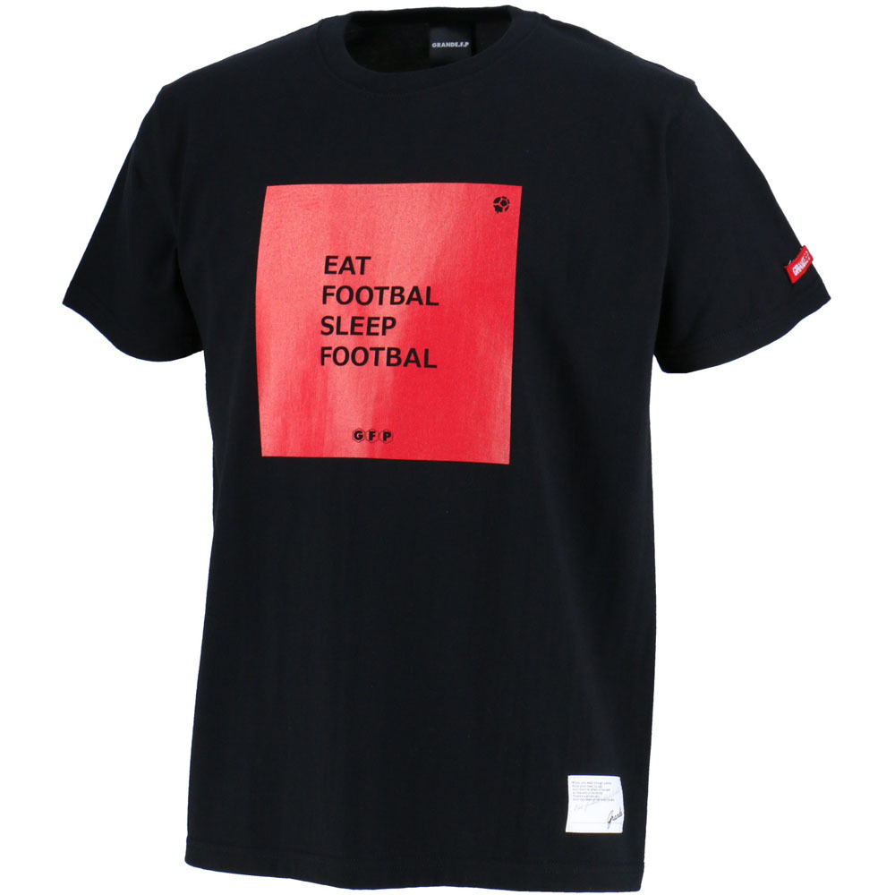 画像1: GRANDE.F.P.FOOTBALLメッセージ.ボックスロゴ半袖Tシャツ　ブラックｘレッド