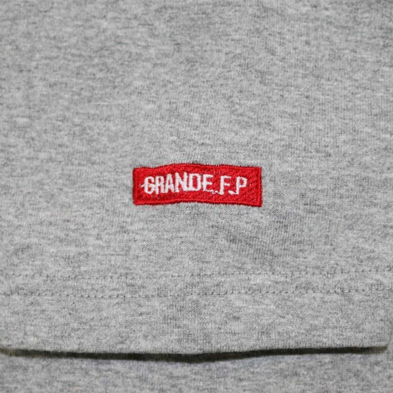 画像: GRANDE.F.P.パネルロゴプリント.ヘビーウエイト.ポケット付.半袖Tシャツ　ヘザーグレーｘブラック