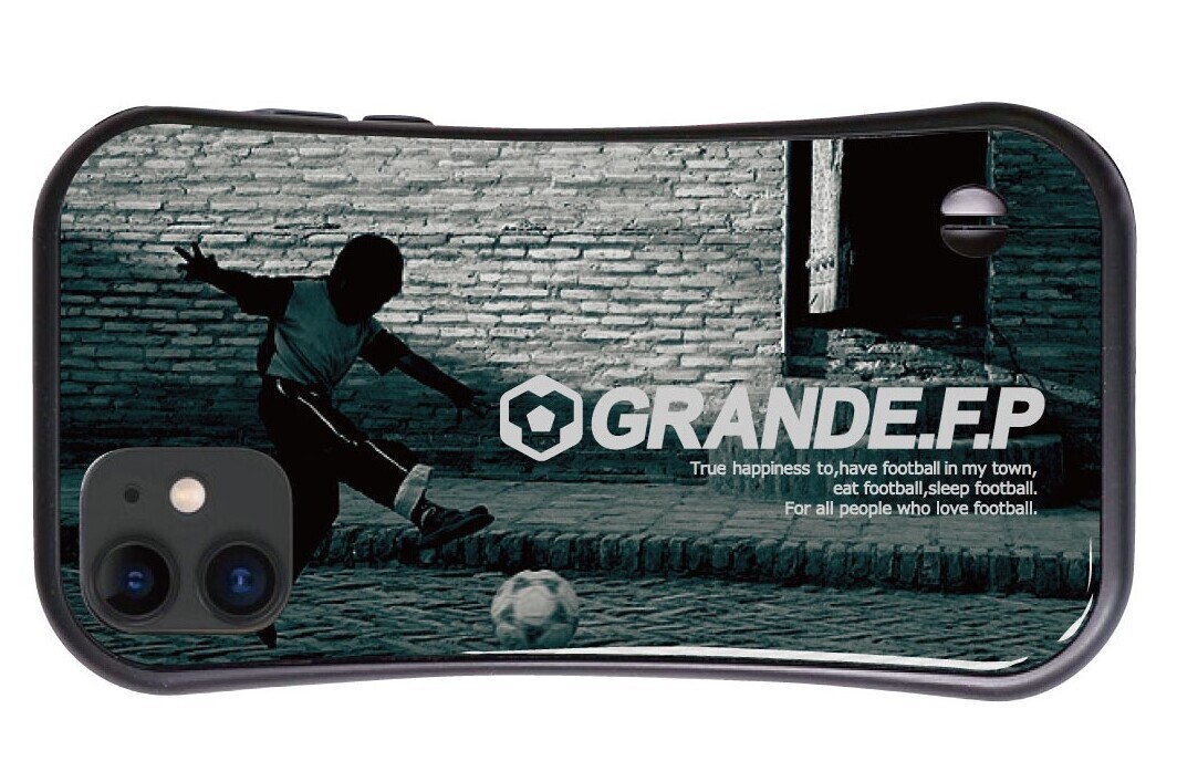 画像1: グランデ.F.Pサッカーキッド耐衝撃吸収型iphone11/XR対応グリップケース　ブラック