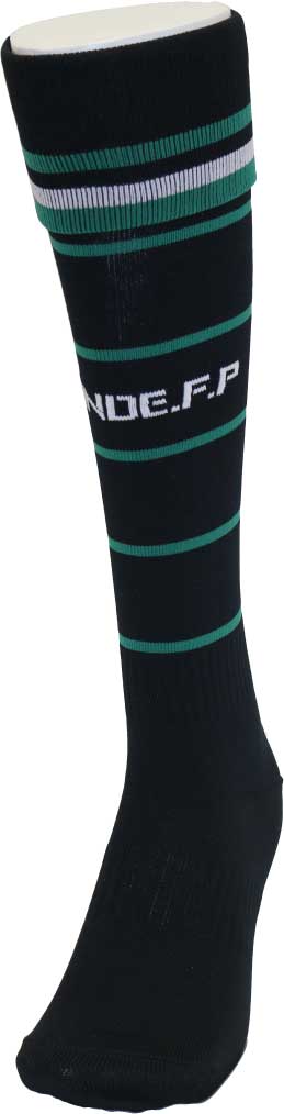 画像1: GRANDE.F.P THIN BORDER　FOOTBALL SOCKS 　ブラックｘグリーン