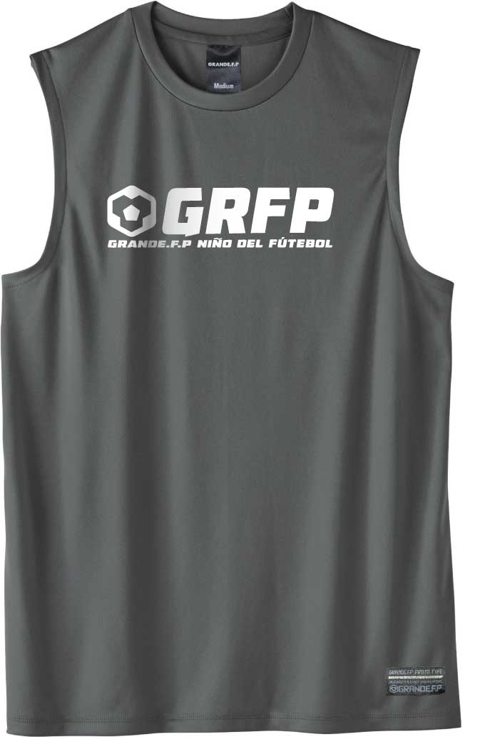 画像1: 【BIGサイズ対応】GRFP.ドライストレッチノースリーブシャツ　ダークグレーｘホワイト