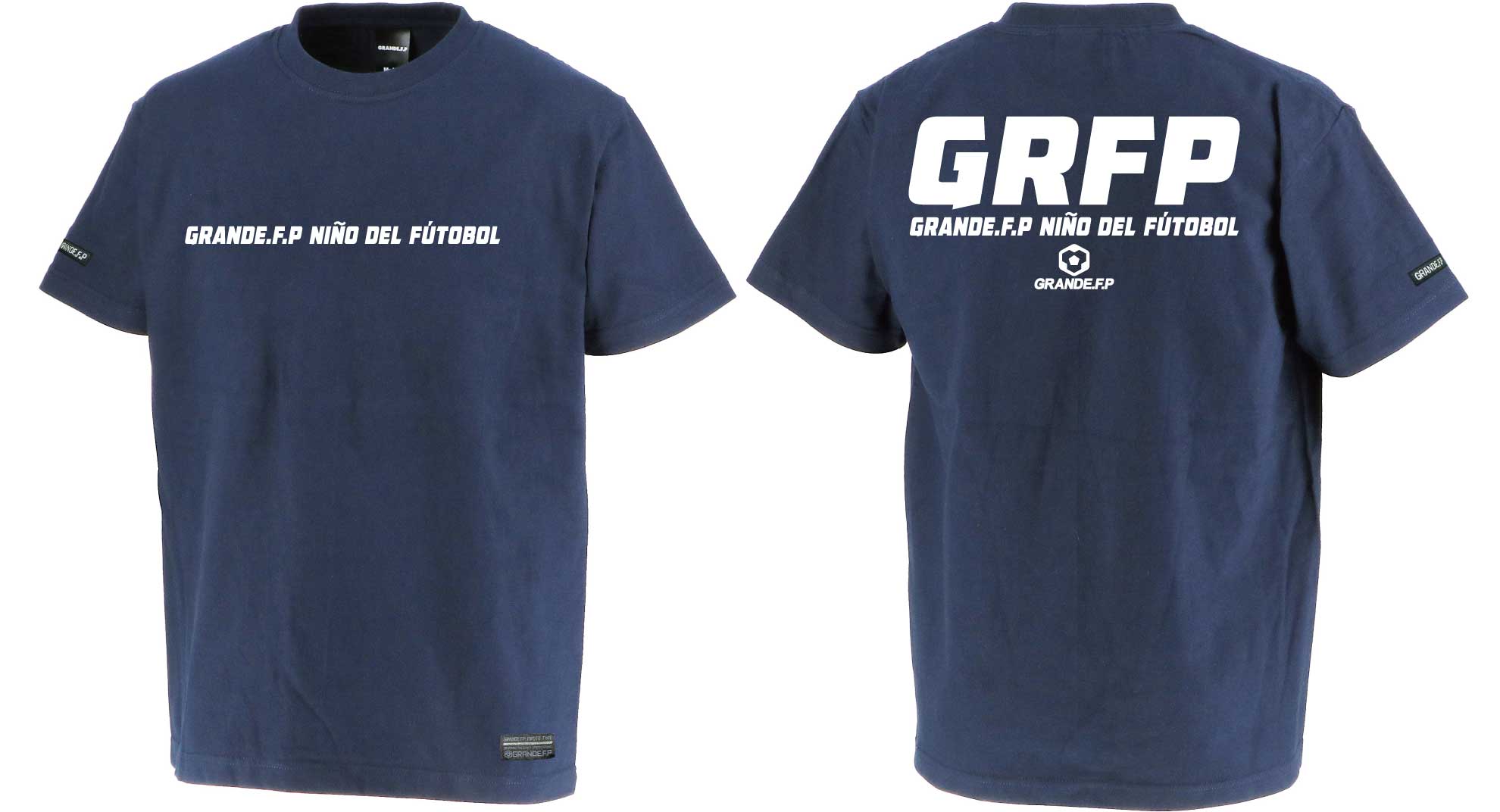 画像1: 【BIGサイズ対応商品】GRFPバックプリント半袖Tシャツ　ネイビーｘホワイト