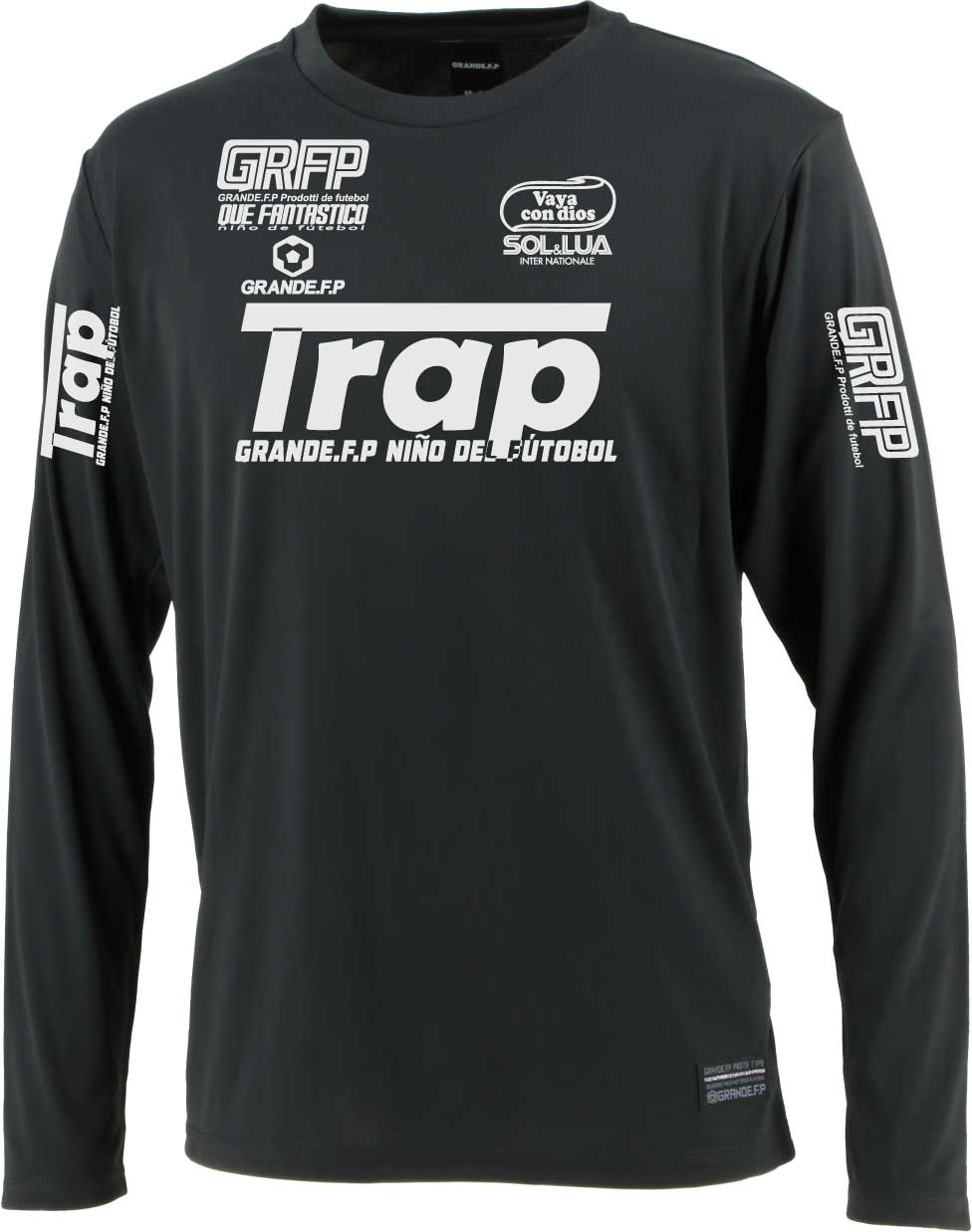 画像2: 【BIGサイズ対応】Trap.ドライストレッチプラクティス長袖シャツ　ブラックｘホワイト