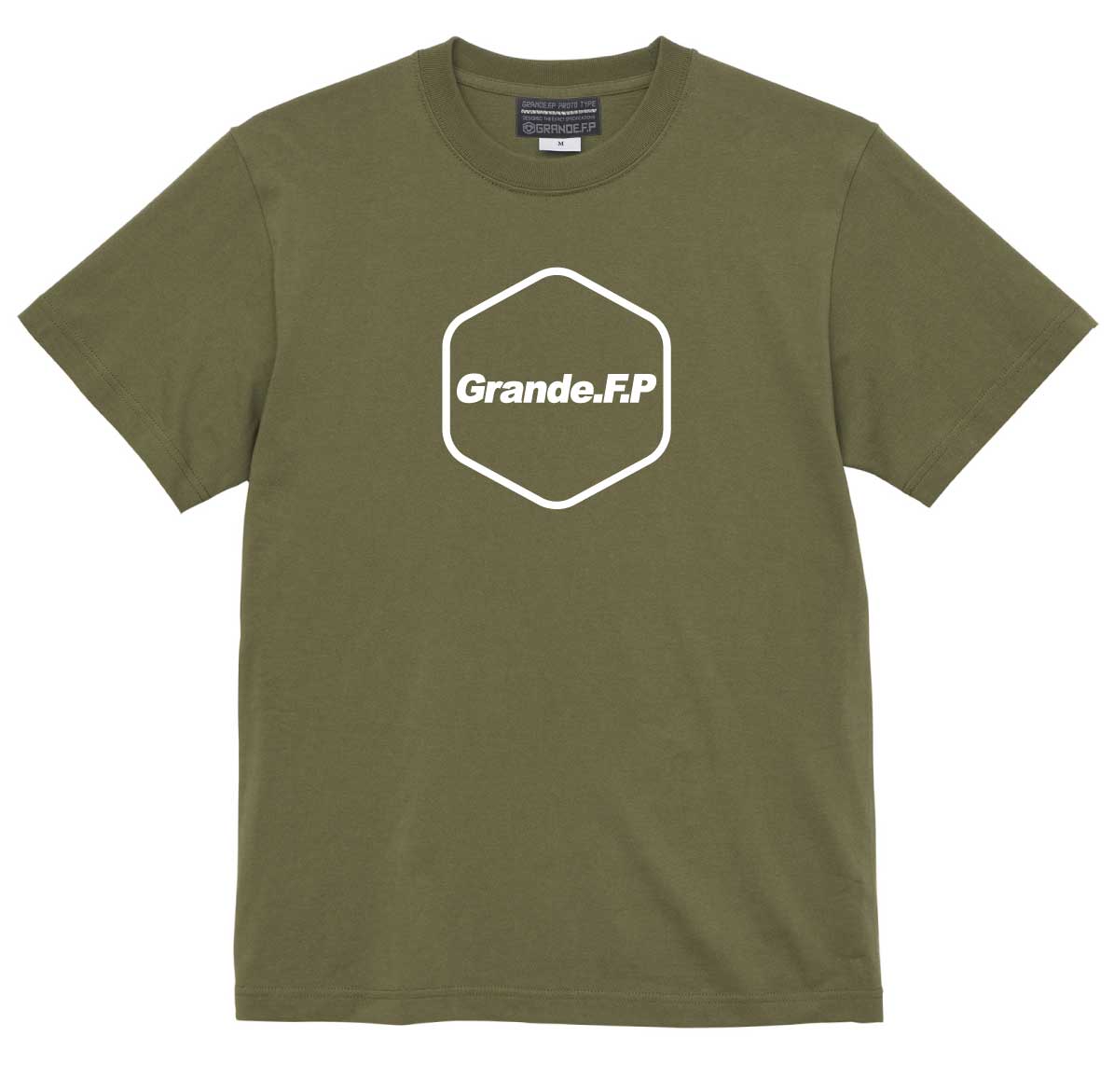 画像2: 【BIGサイズ対応商品】 Grande.F.P.ヘキサゴンプリント半袖Tシャツ　ライトオリーブｘホワイト