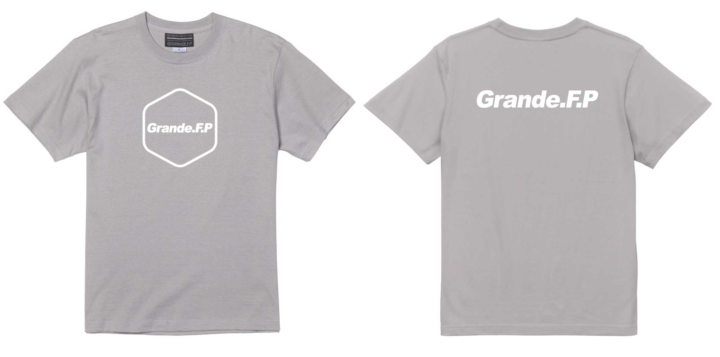 画像1: 【BIGサイズ対応商品】 Grande.F.P.ヘキサゴンプリント半袖Tシャツ　ライトグレーｘホワイト