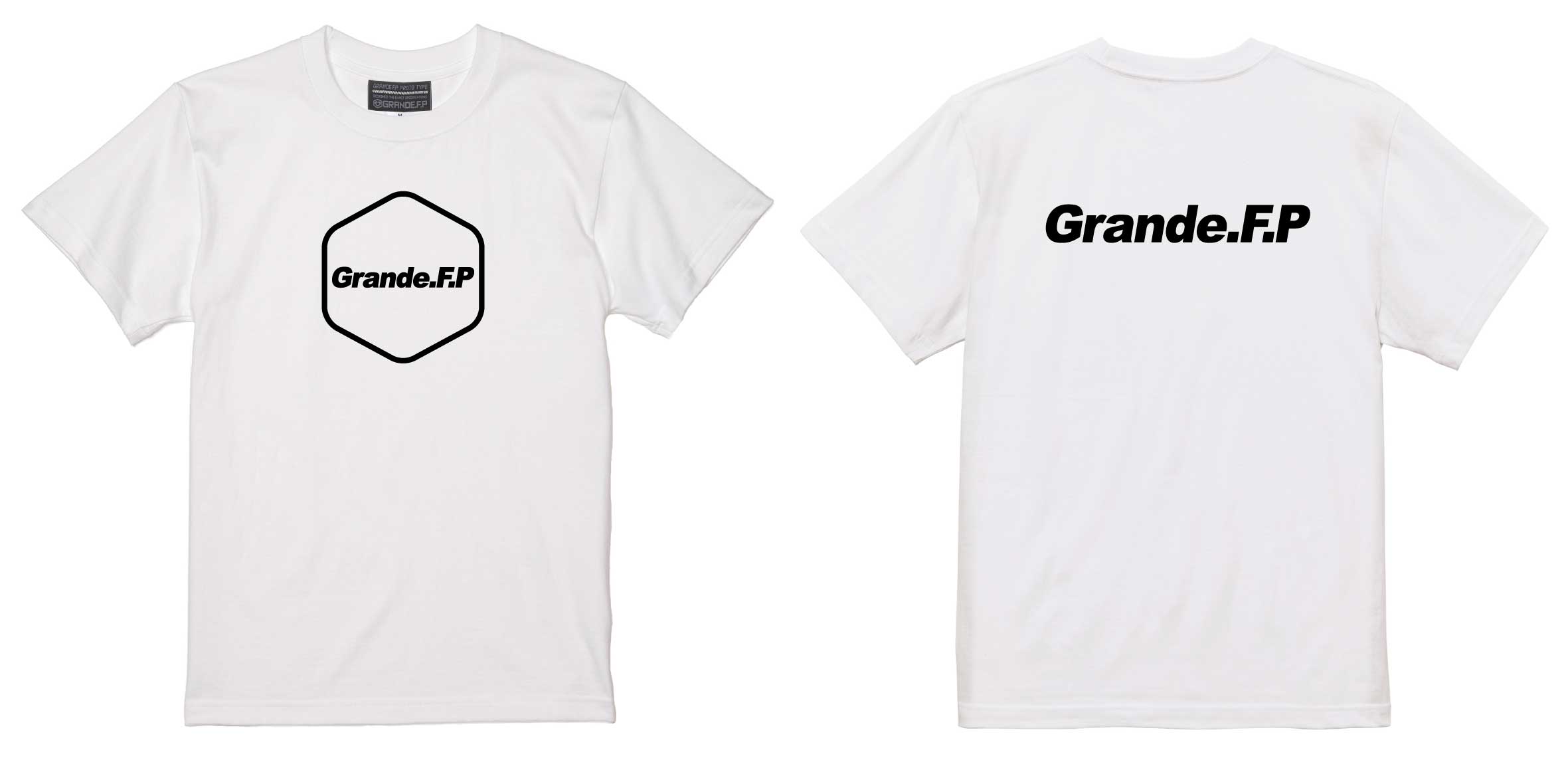 画像1: 【BIGサイズ対応商品】 Grande.F.P.ヘキサゴンプリント半袖Tシャツ　ホワイトｘブラック