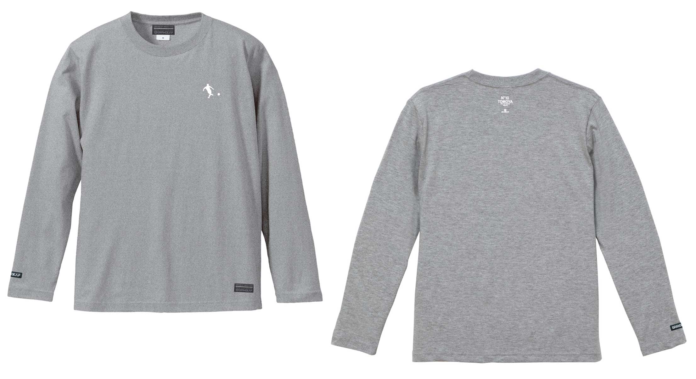 画像1: 【BIGサイズ対応商品】 見木友哉ｘGRANDE.F.Pコラボ.TOMOYA.シルエット刺繍長袖Tシャツ　ヘザーグレー