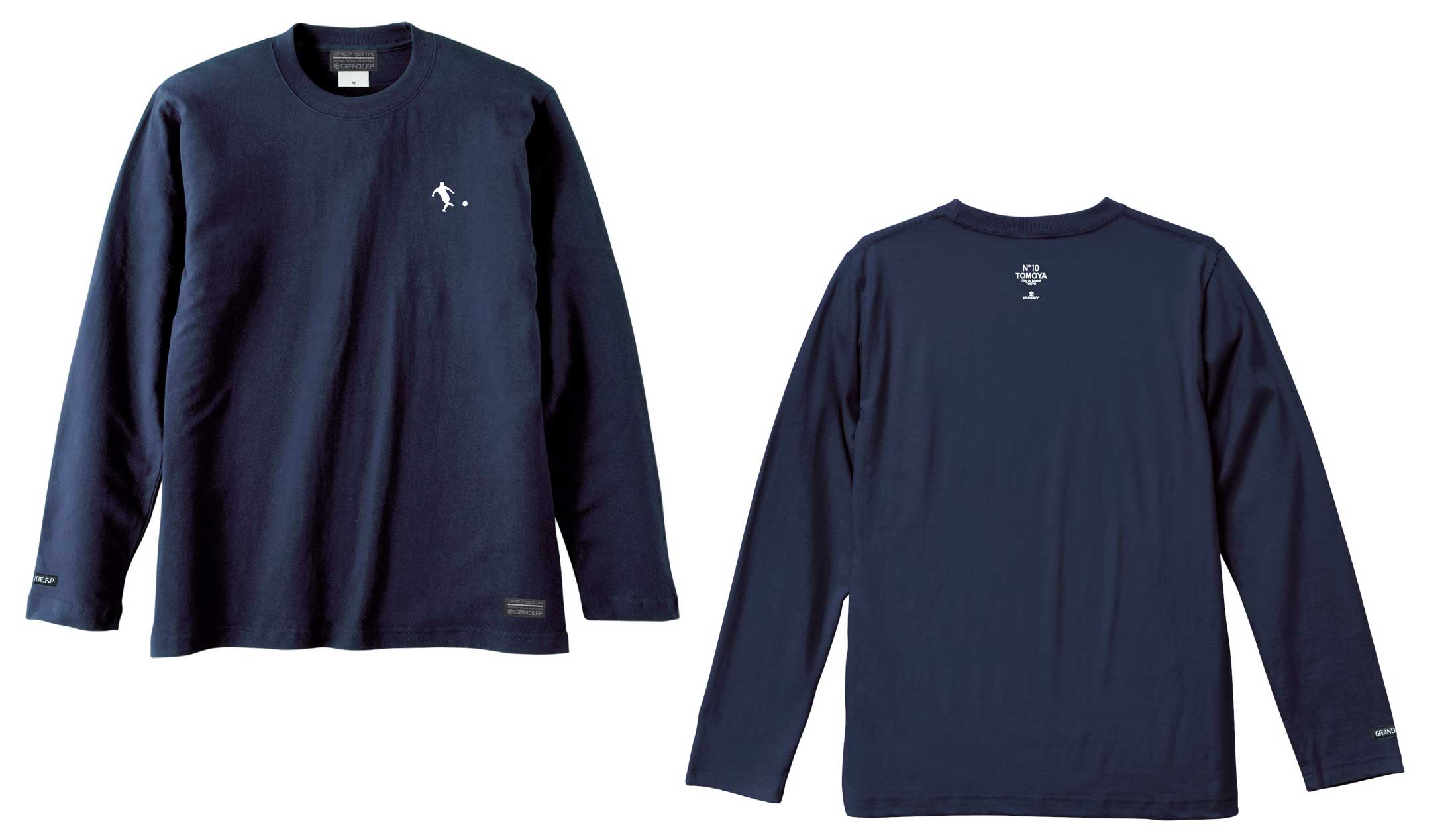 画像1: 【BIGサイズ対応商品】 見木友哉ｘGRANDE.F.Pコラボ.TOMOYA.シルエット刺繍長袖Tシャツ　ネイビー