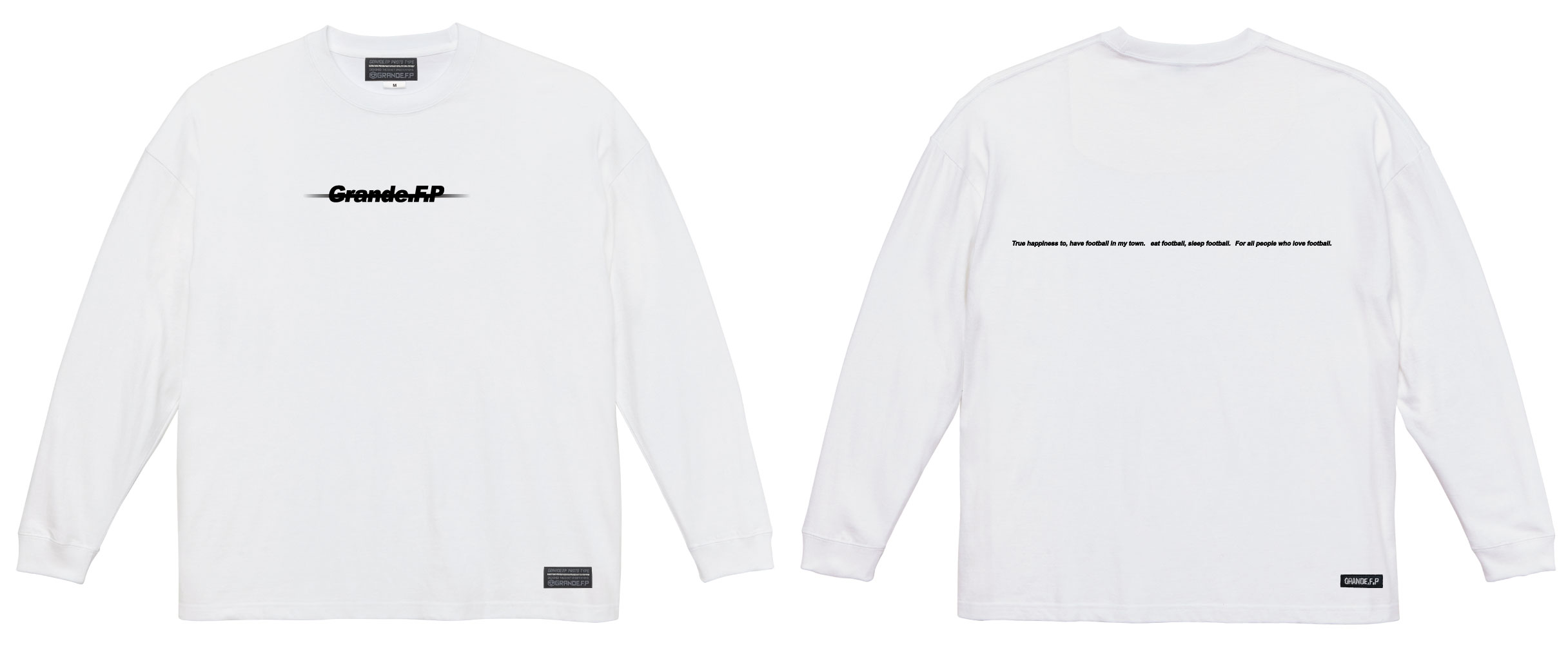 画像1: Grande.F.Pブラッシングロゴ.ルーズフィット長袖Tシャツ　ホワイトｘブラック