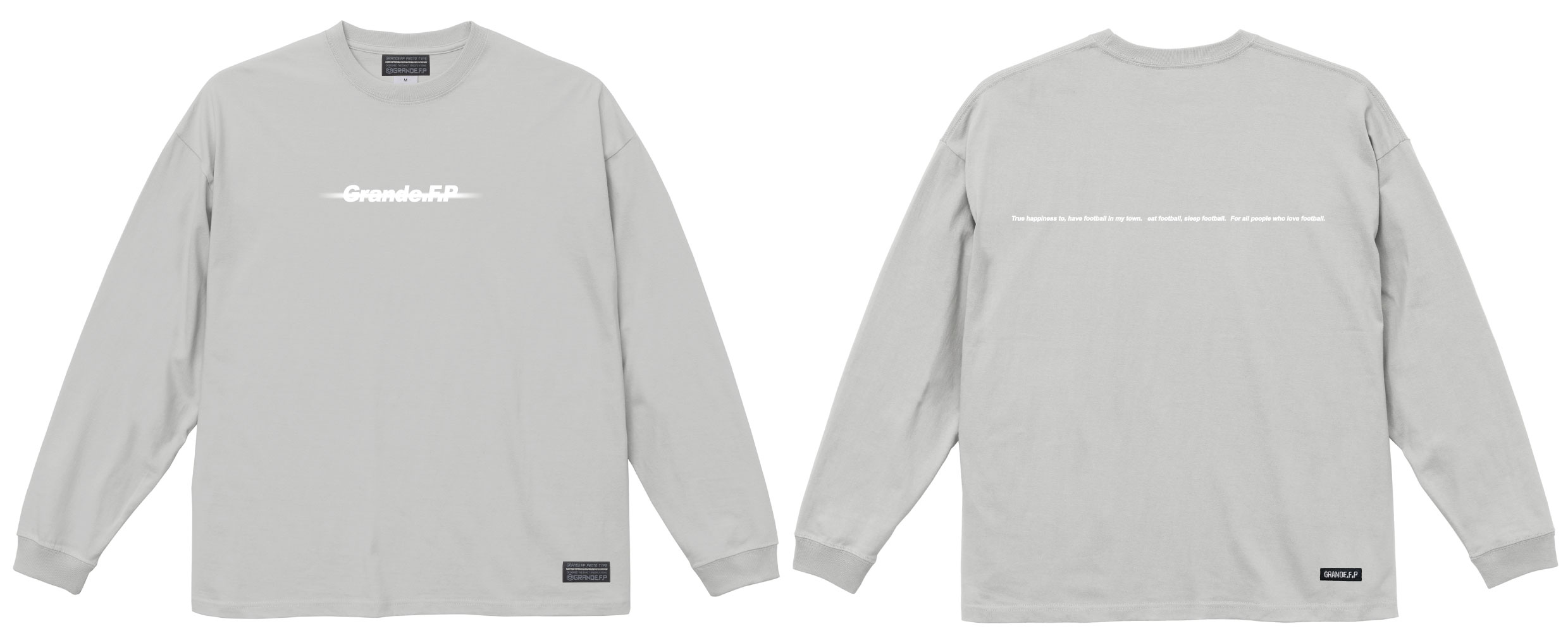 画像1: Grande.F.Pブラッシングロゴ.ルーズフィット長袖Tシャツ　フロストグレーｘホワイト