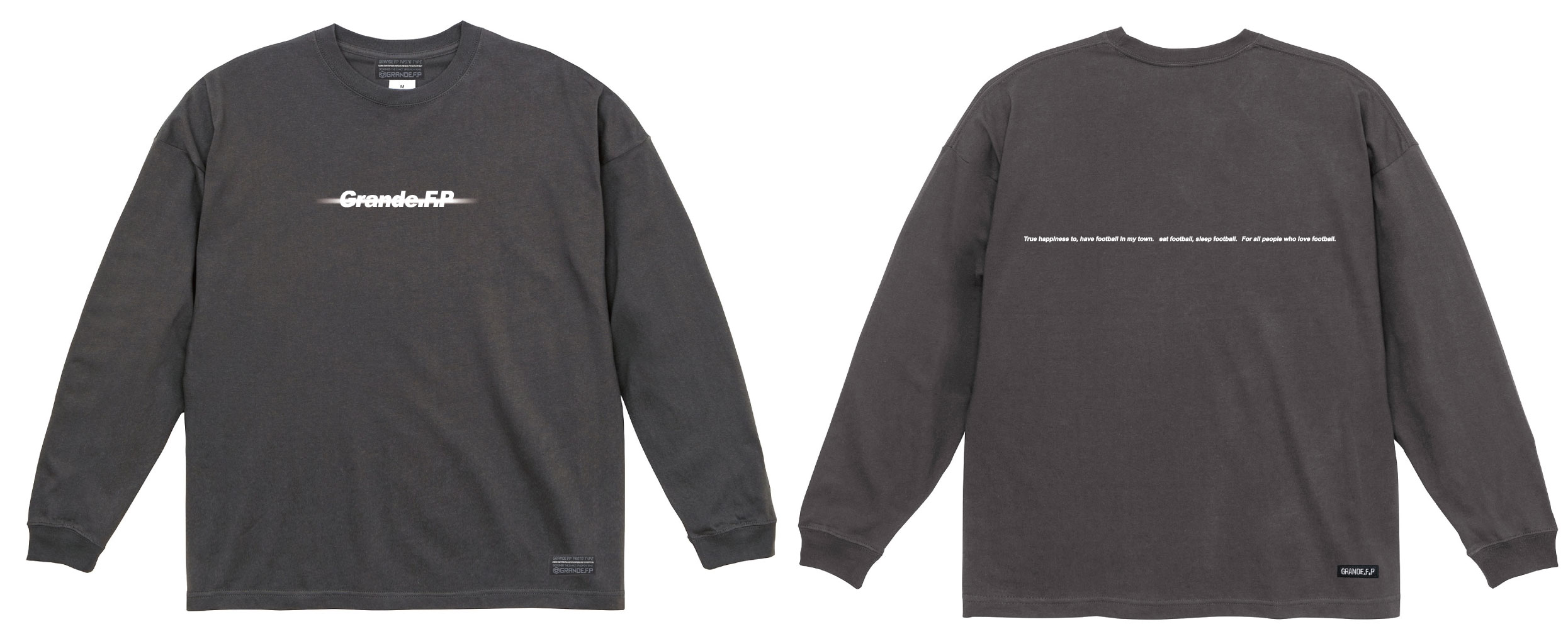 LGBダークグレー スカルプリント 長袖Tシャツ