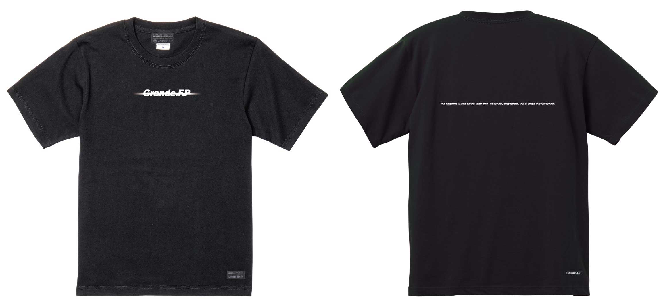 画像1: 【BIGサイズ対応商品】Grande.F.Pブラッシングロゴ.プレミアムコットン半袖Tシャツ　ブラックｘホワイト
