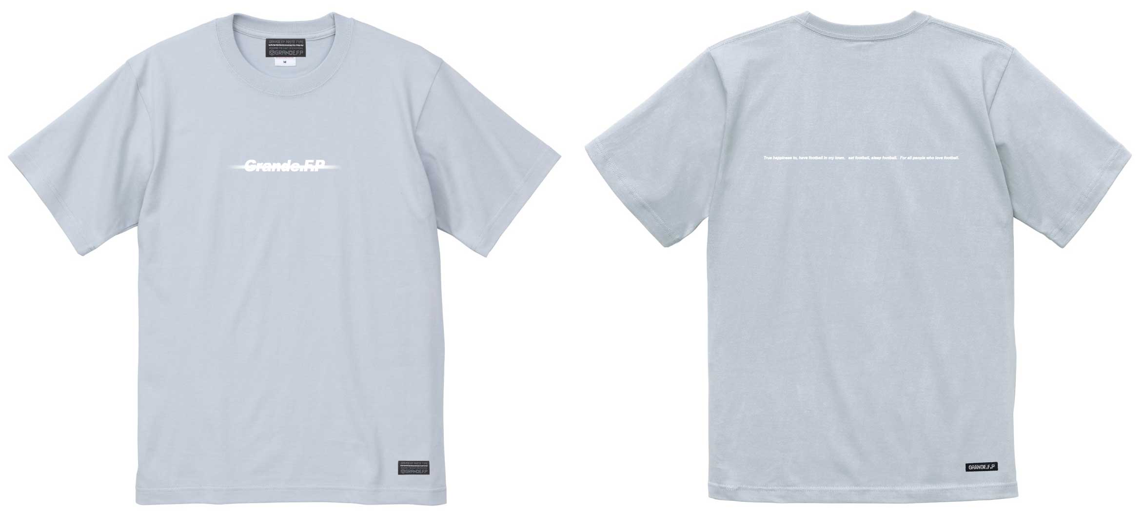 画像1: 【BIGサイズ対応商品】Grande.F.Pブラッシングロゴ.プレミアムコットン半袖Tシャツ　フロストブルー（スカイグレー）ｘホワイト