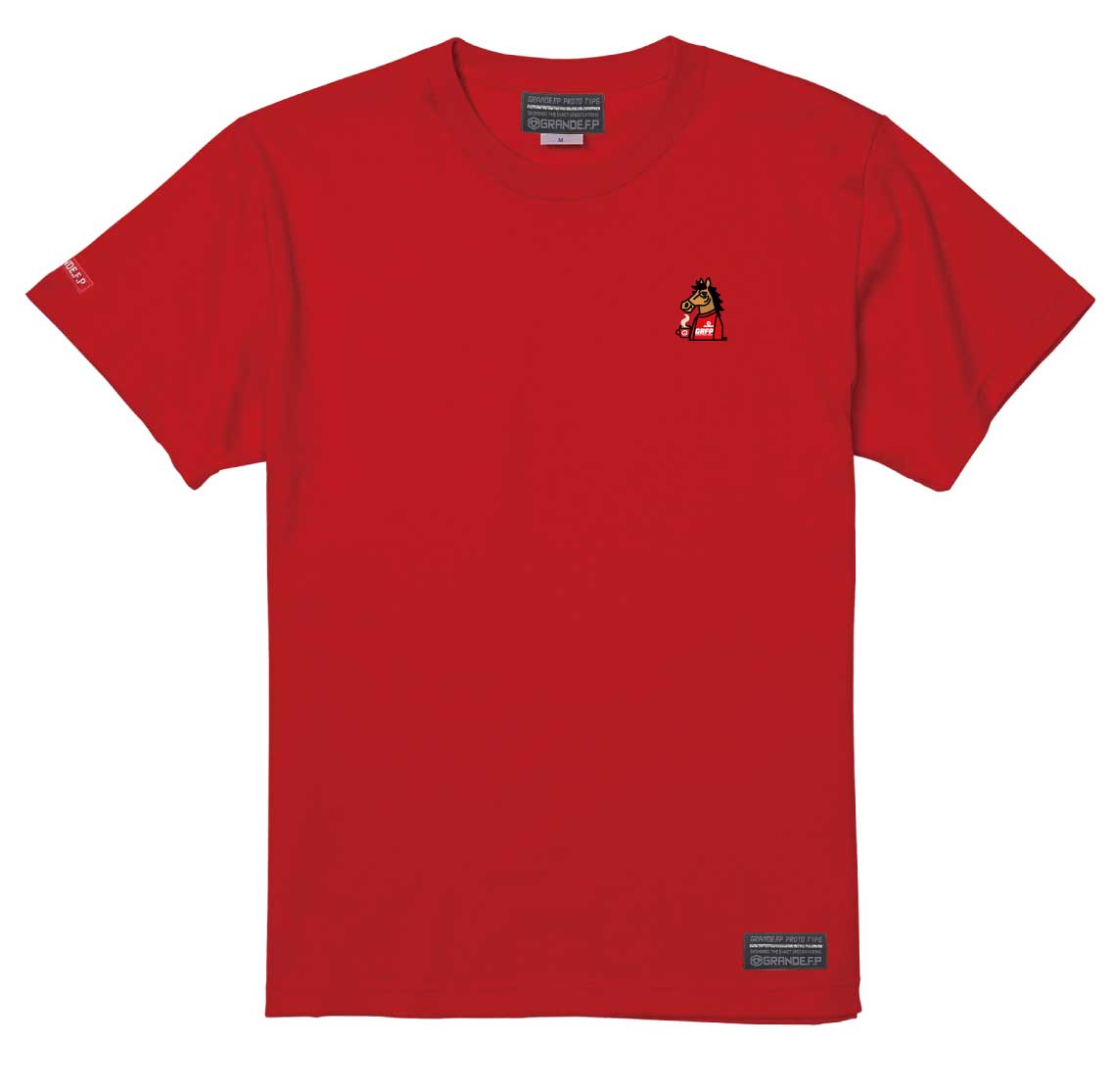 画像1: 【完全予約販売】 【ジュニア〜BIGサイズ対応商品】ｘ豊田歩コラボ.「コーヒーブレイク暴れ馬くん」サポートコットン半袖Tシャツ　レッド
