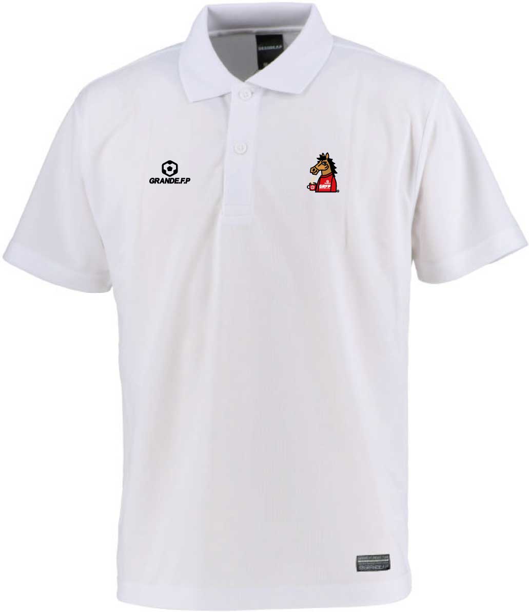 画像1: 【完全予約販売】 【ジュニア〜BIGサイズ対応商品】ｘ豊田歩コラボ.「コーヒーブレイク暴れ馬くん」サポートドライメッシュ半袖ポロシャツ　ホワイト