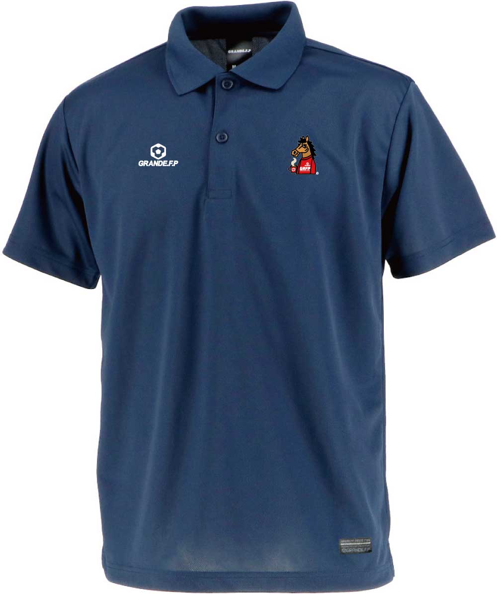 画像1: 【完全予約販売】 【ジュニア〜BIGサイズ対応商品】ｘ豊田歩コラボ.「コーヒーブレイク暴れ馬くん」サポートドライメッシュ半袖ポロシャツ　ネイビー