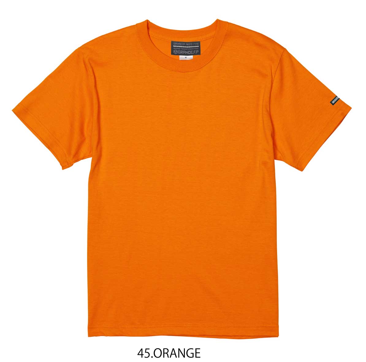 画像1: 【BIGサイズ対応商品】  GRANDE.F.P.定番ハイクオリティー.ベーシックソリッド（無地）刺繍入りカラーTシャツ 　オレンジ