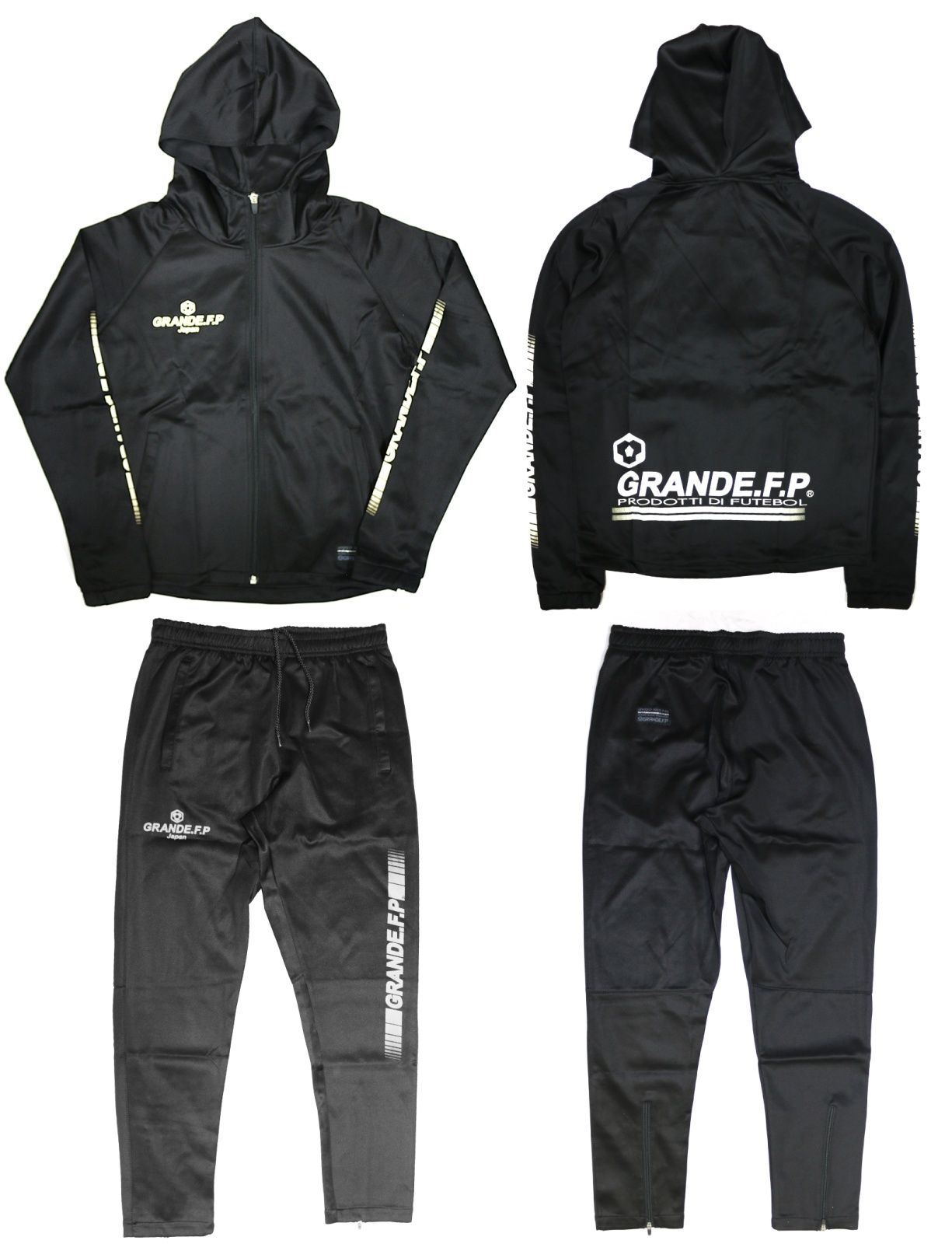 画像4: 【BIGサイズ対応】GRANDE.F.P.ハイパーロゴフーデッドジャージジャケット　ブラックｘホワイト