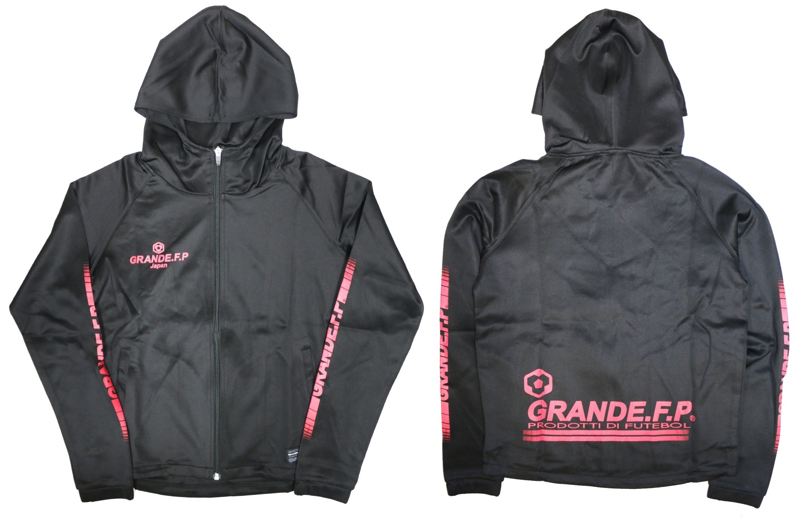 画像3: 【BIGサイズ対応】GRANDE.F.P.ハイパーロゴフーデッドジャージジャケット　ブラックｘレッド