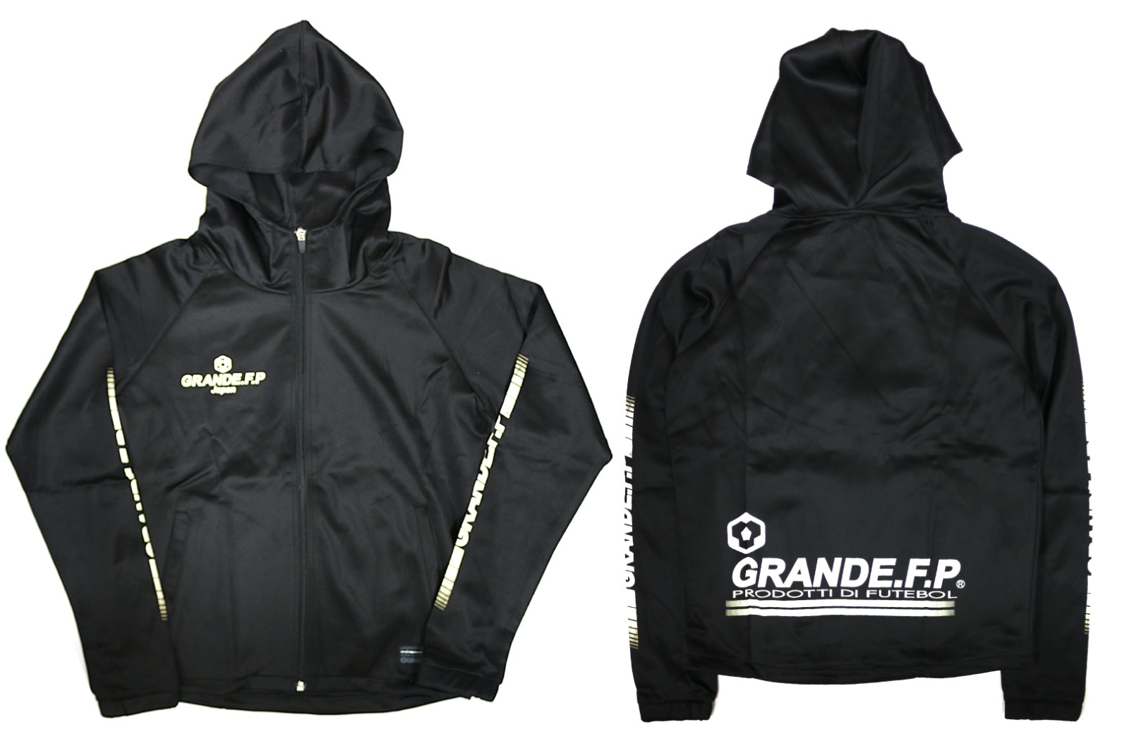 画像3: 【BIGサイズ対応】GRANDE.F.P.ハイパーロゴフーデッドジャージジャケット　ブラックｘホワイト