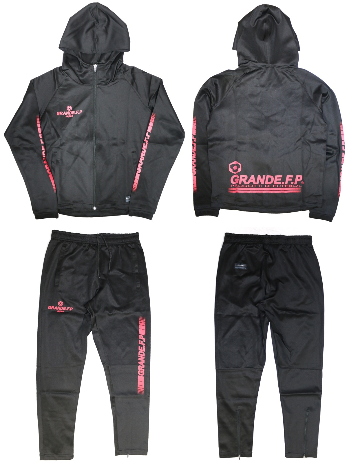 画像4: 【BIGサイズ対応】GRANDE.F.P.ハイパーロゴジャージロングパンツ　ブラックｘレッド