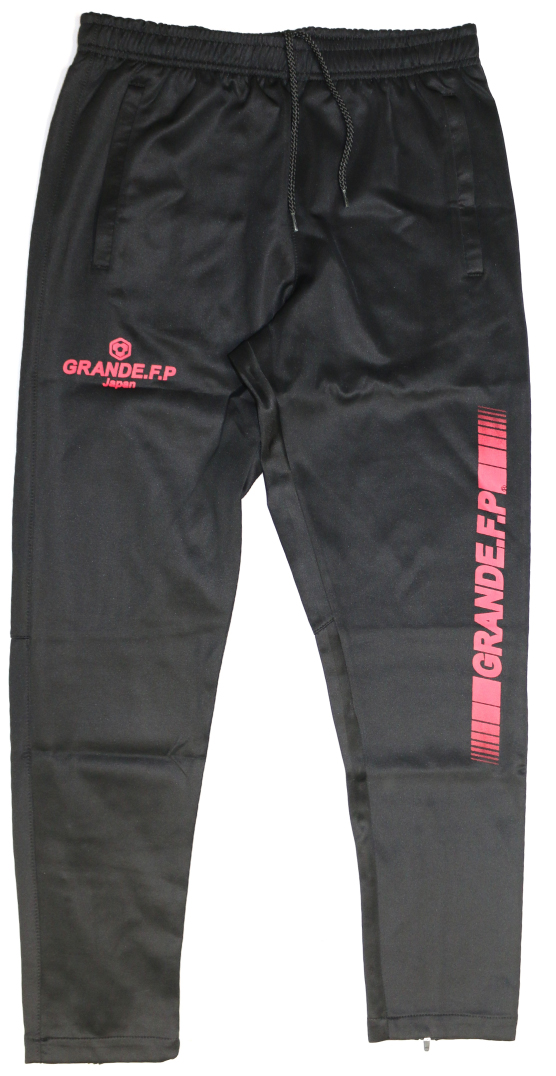 画像1: 【BIGサイズ対応】GRANDE.F.P.ハイパーロゴジャージロングパンツ　ブラックｘレッド