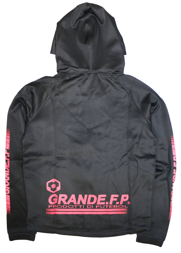 画像2: 【ジュニアサイズ対応】GRANDE.F.P.ハイパーロゴフーデッドジャージジャケット　ブラックｘレッド