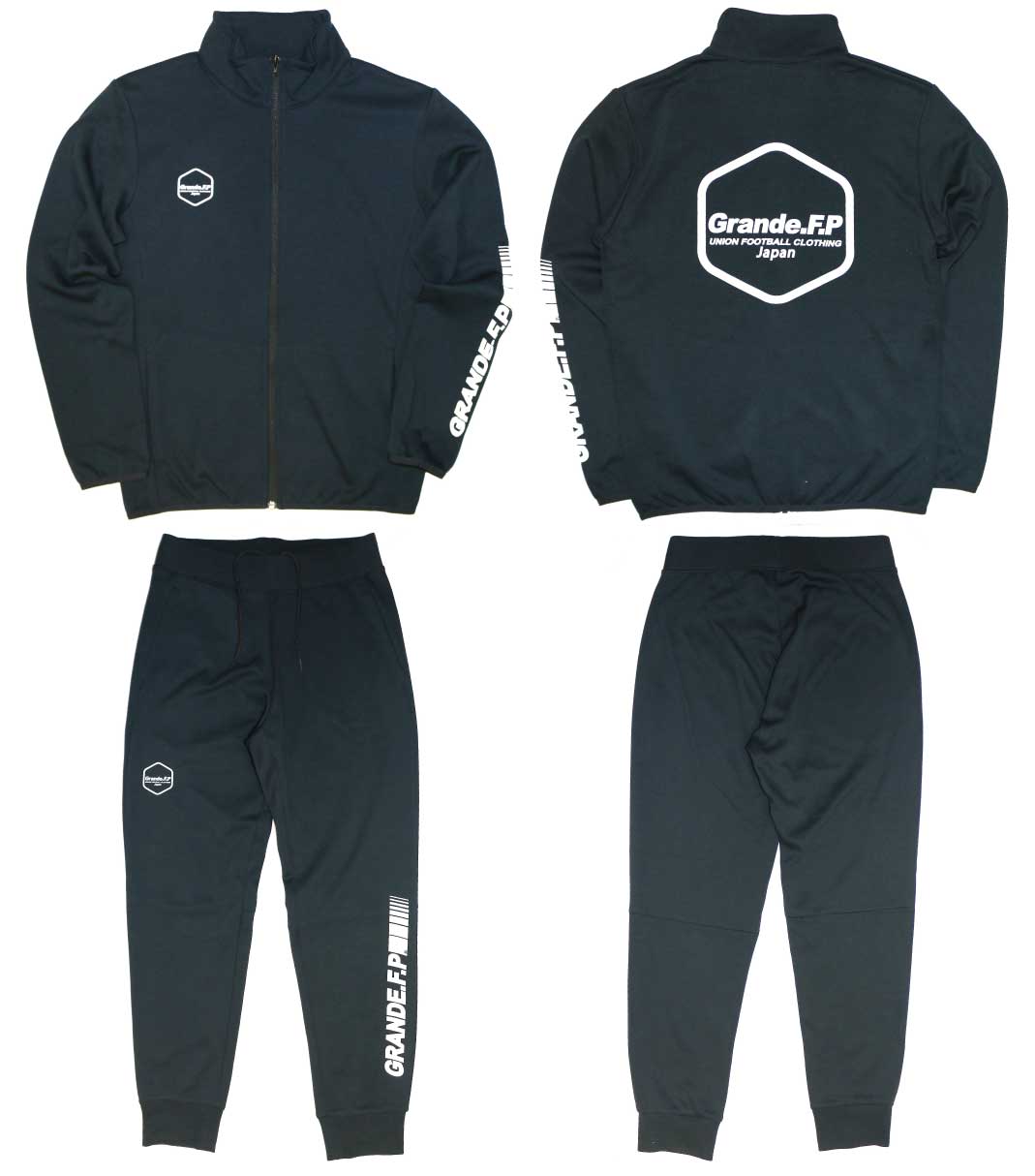 画像4: 【BIGサイズ対応商品】Grande.F.P.Japan.ヘキサゴン.ドライスウェットジャージトラックパンツ　ブラックｘホワイト