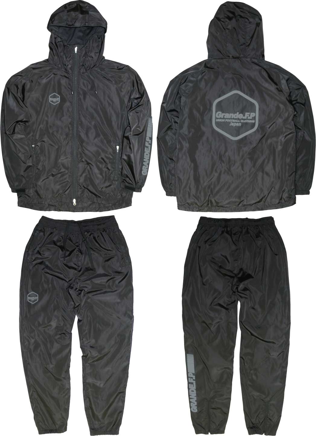 画像: 【BIGサイズ対応】Grande.F.P.Japan.ヘキサゴン.アクティブライトウェザーロングパンツ（裏メッシュ付）　ブラックｘグレー