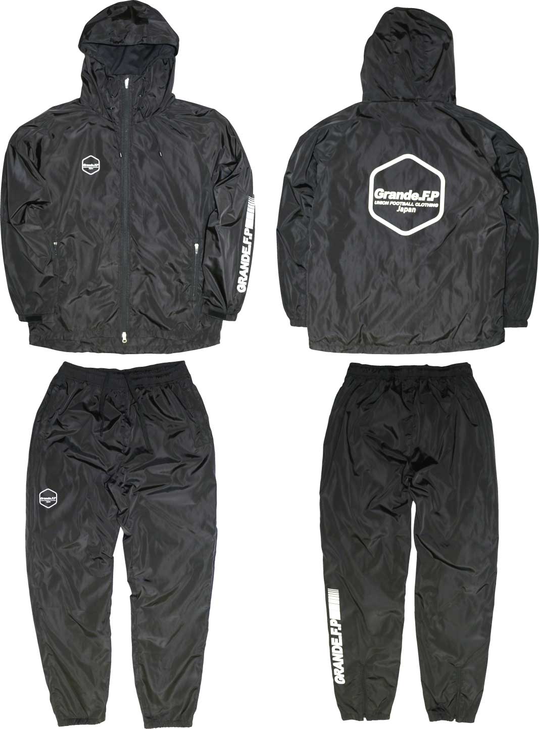 画像: 【ジュニアサイズ対応】Grande.F.P.Japan.ヘキサゴン.アクティブライトウェザーロングパンツ（裏メッシュ付）　ブラックｘホワイト