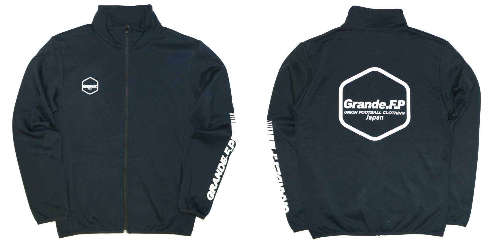 画像1: 【BIGサイズ対応商品】Grande.F.P.Japan.ヘキサゴン.ドライスウェットジャージトラックジャケット　ブラックｘホワイト