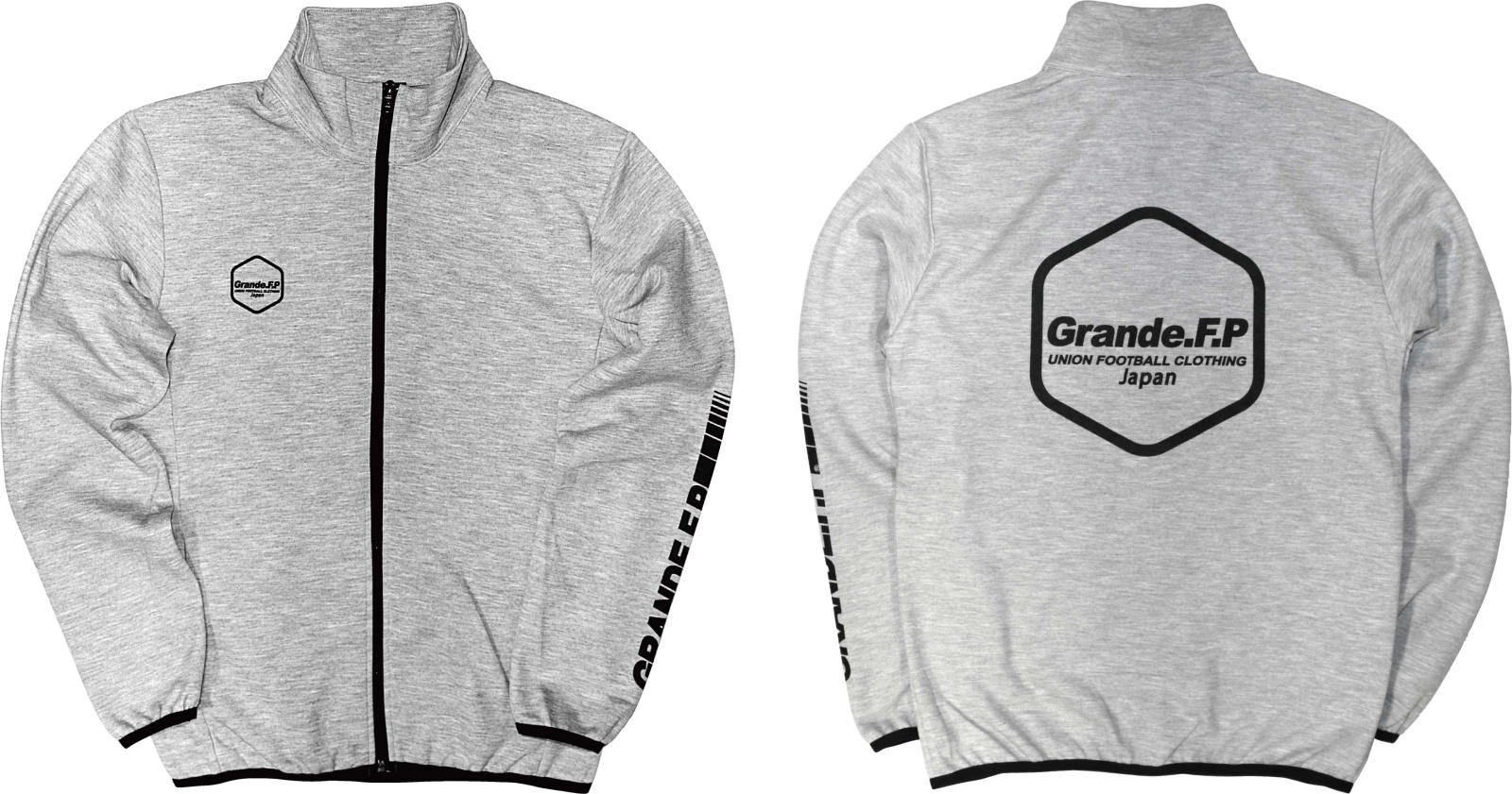 画像1: 【ジュニアサイズ対応】Grande.F.P.Japan.ヘキサゴン.ドライスウェットジャージトラックジャケット　グレーｘブラック