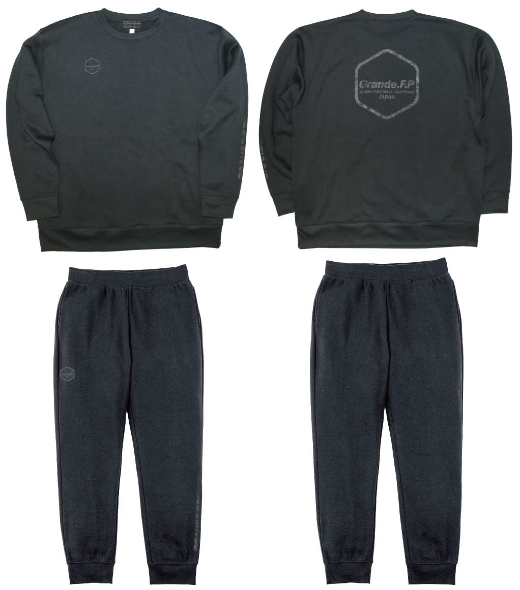 画像8: 【BIGサイズ対応商品】Grande.F.P.Japan.ヘキサゴン.ドライスウェットクルー　ブラックｘブラック