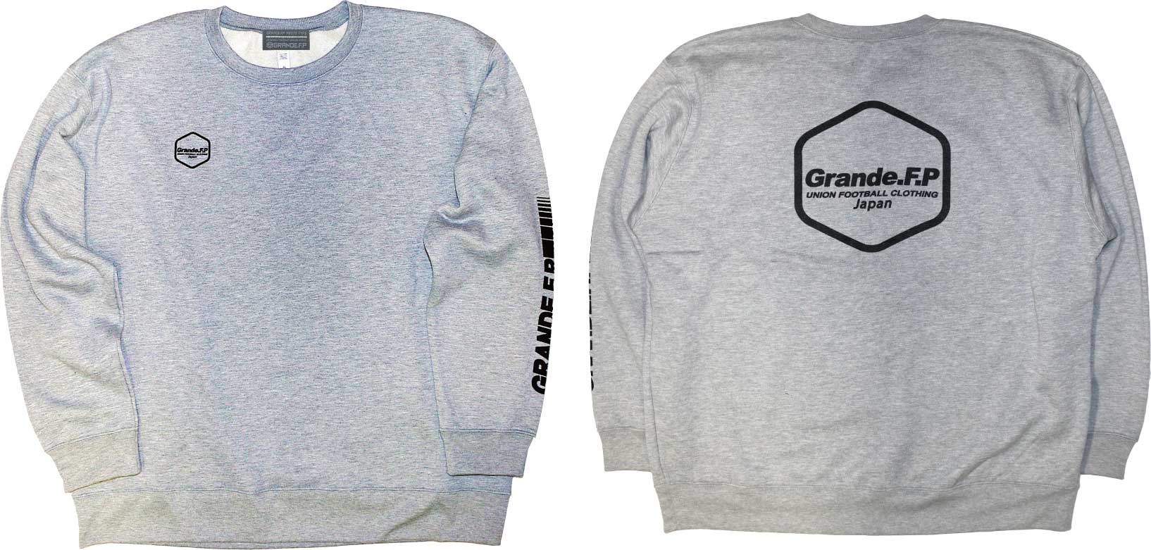 画像1: 【BIGサイズ対応商品】Grande.F.P.Japan.ヘキサゴン.ドライスウェットクルー　ブラックｘブラック