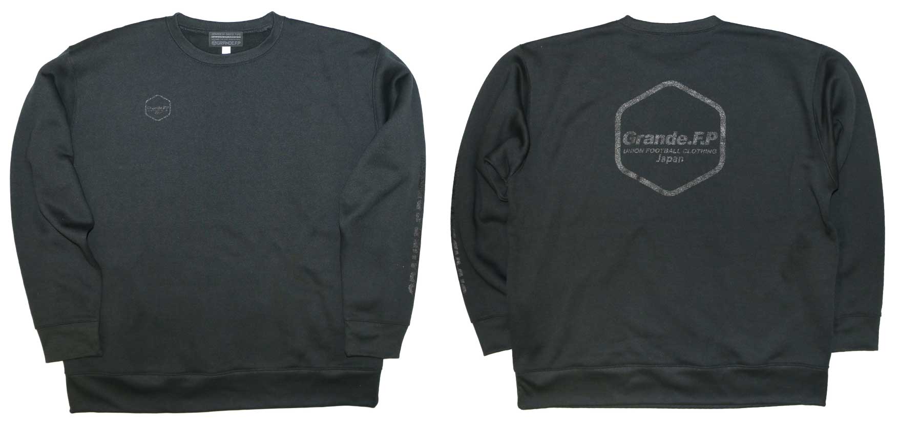 画像5: 【BIGサイズ対応商品】Grande.F.P.Japan.ヘキサゴン.ドライスウェットクルー　ブラックｘブラック