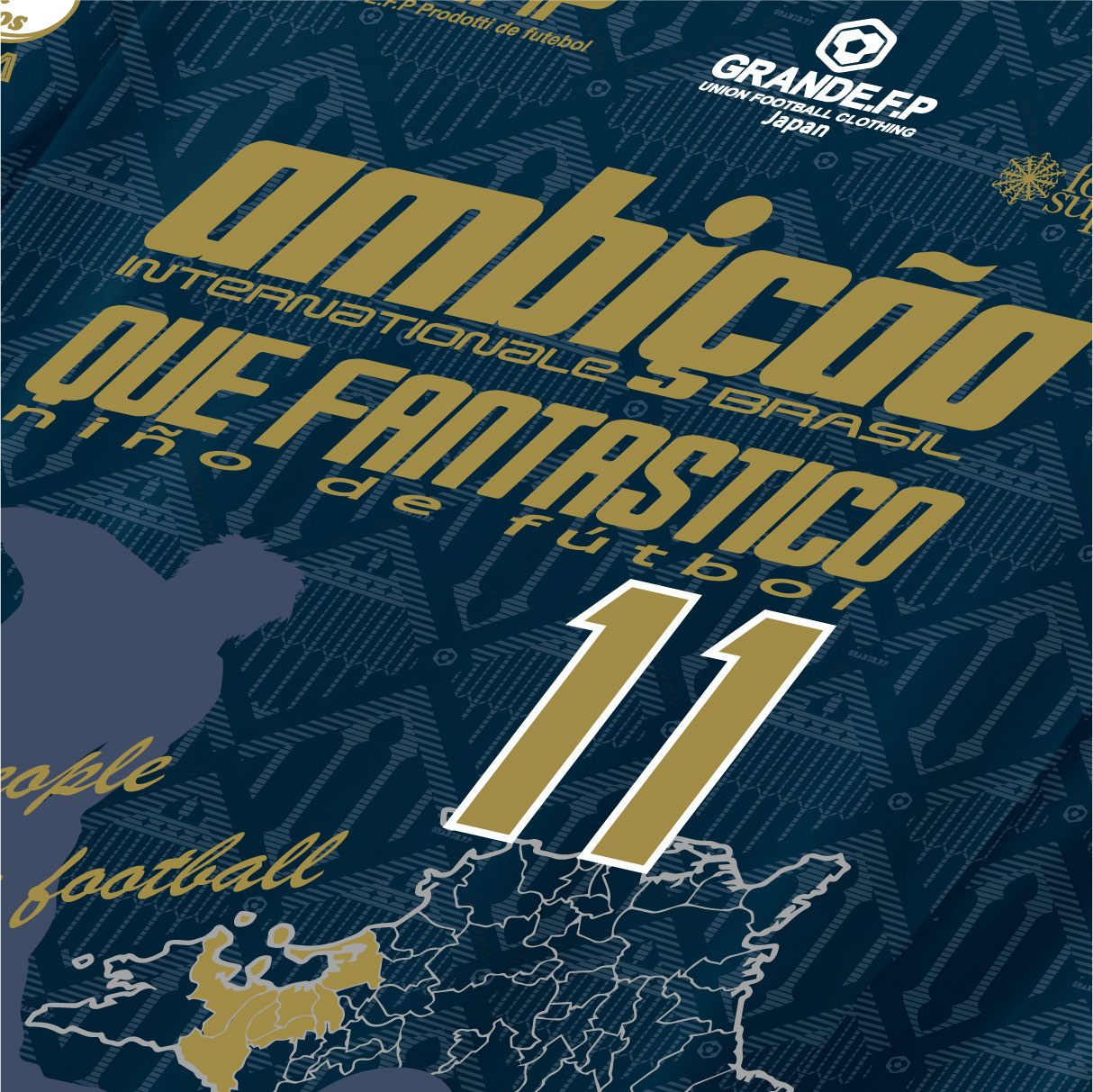 画像8: 【完全予約販売：2026年3月下旬発売〜お届け商品】 【ジュニア〜BIGサイズ対応商品】 2026バージョン.見木友哉ｘGRANDE.F.Pコラボ.TOMOYA・NO.11昇華転写サポートプラシャツ.長袖　ネイビーｘゴールド