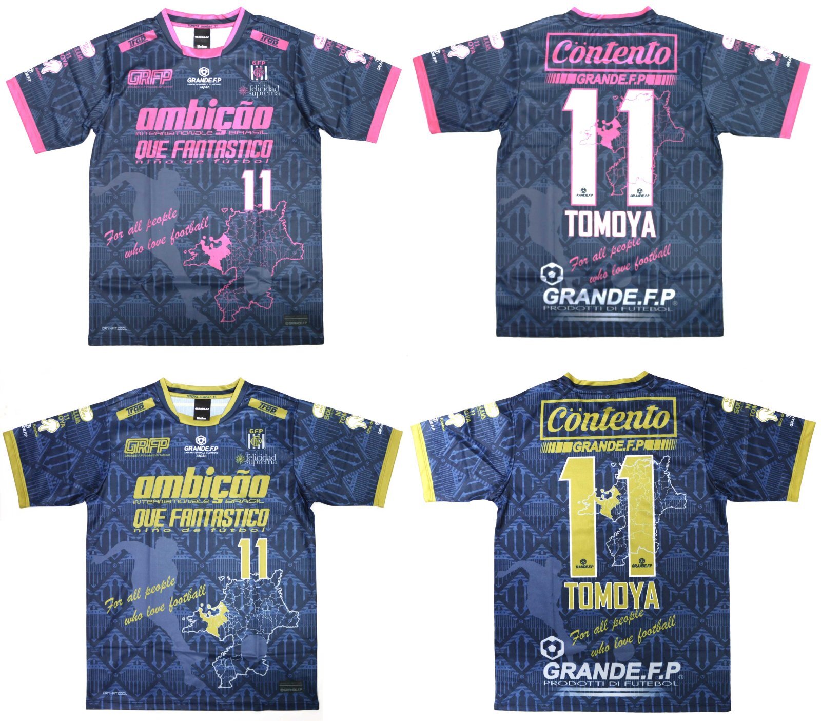 画像11: 【完全予約販売：2026年3月下旬発売〜お届け商品】 【ジュニア〜BIGサイズ対応商品】 2026バージョン.見木友哉ｘGRANDE.F.Pコラボ.TOMOYA・NO.11昇華転写サポートプラシャツ.半袖　ネイビーｘピンク