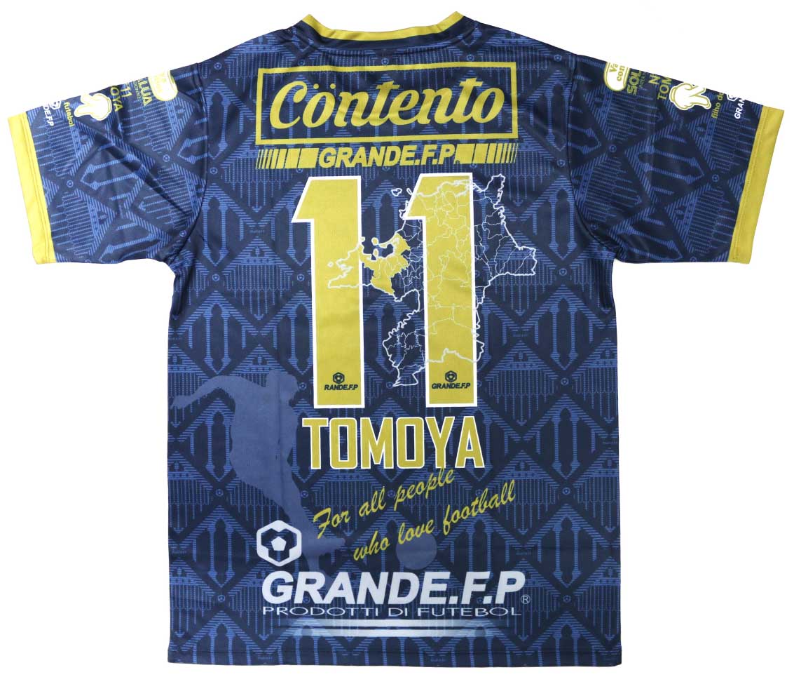 画像5: 【完全予約販売：2026年3月下旬発売〜お届け商品】 【ジュニア〜BIGサイズ対応商品】 2026バージョン.見木友哉ｘGRANDE.F.Pコラボ.TOMOYA・NO.11昇華転写サポートプラシャツ.半袖　ネイビーｘゴールド