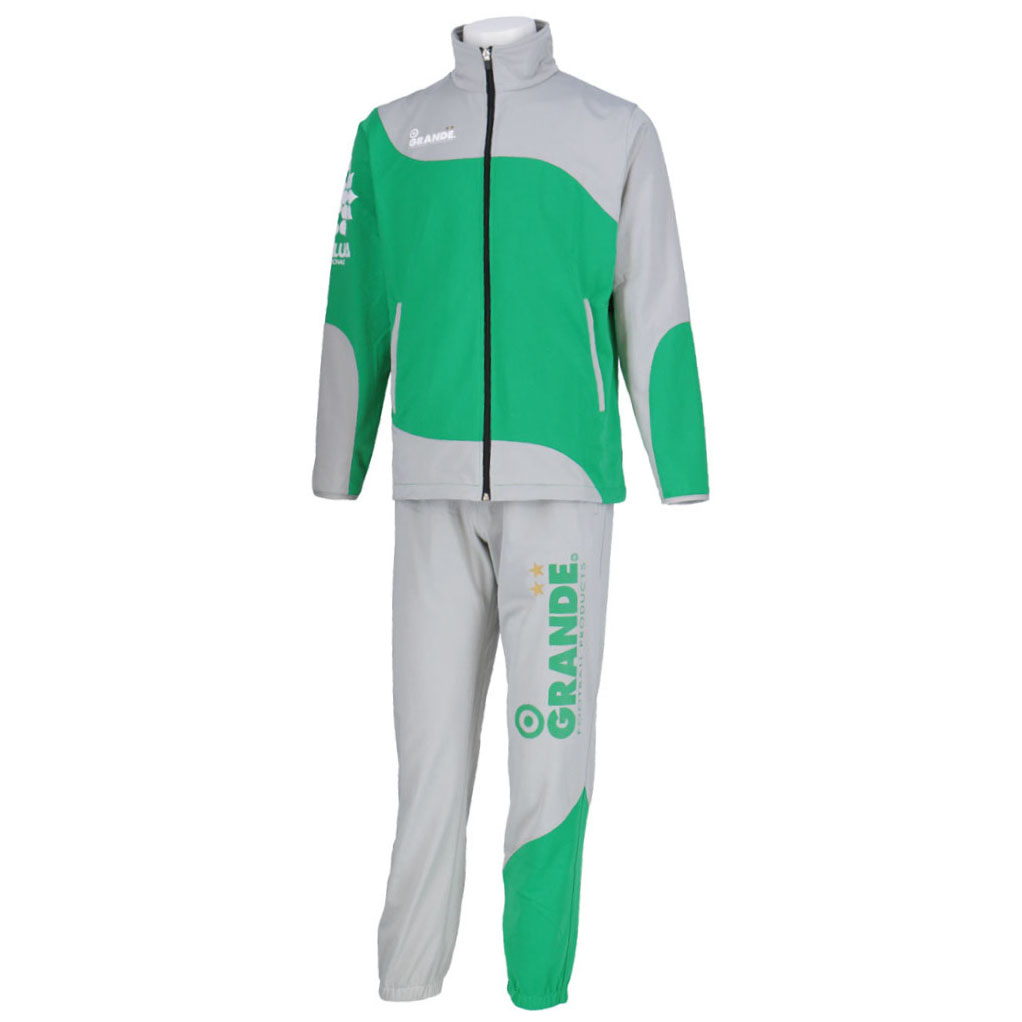 画像1: 【ジュニア〜大人サイズ対応・GRANDE.F.P.WEBショップ限定】GRANDE.FP.ウォームアップライトジャージ．セット　グレーｘグリーン 