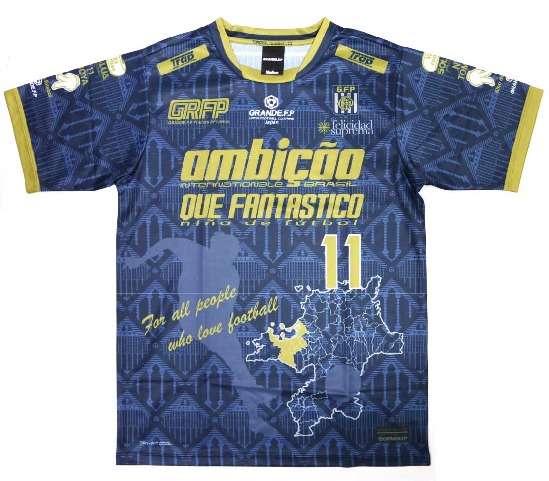 画像4: 【完全予約販売：2026年3月下旬発売〜お届け商品】 【ジュニア〜BIGサイズ対応商品】 2026バージョン.見木友哉ｘGRANDE.F.Pコラボ.TOMOYA・NO.11昇華転写サポートプラシャツ.半袖　ネイビーｘゴールド