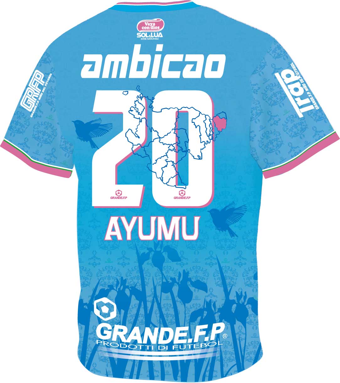 画像5: 【完全予約販売：2026年4月上旬.発売〜お届け商品.お届け指定日.不可】【ジュニア〜BIGサイズ対応商品】豊田歩ｘGRANDE.F.Pコラボ.AYUMU・NO.20.昇華転写サポートTシャツ.半袖　アクアブルー