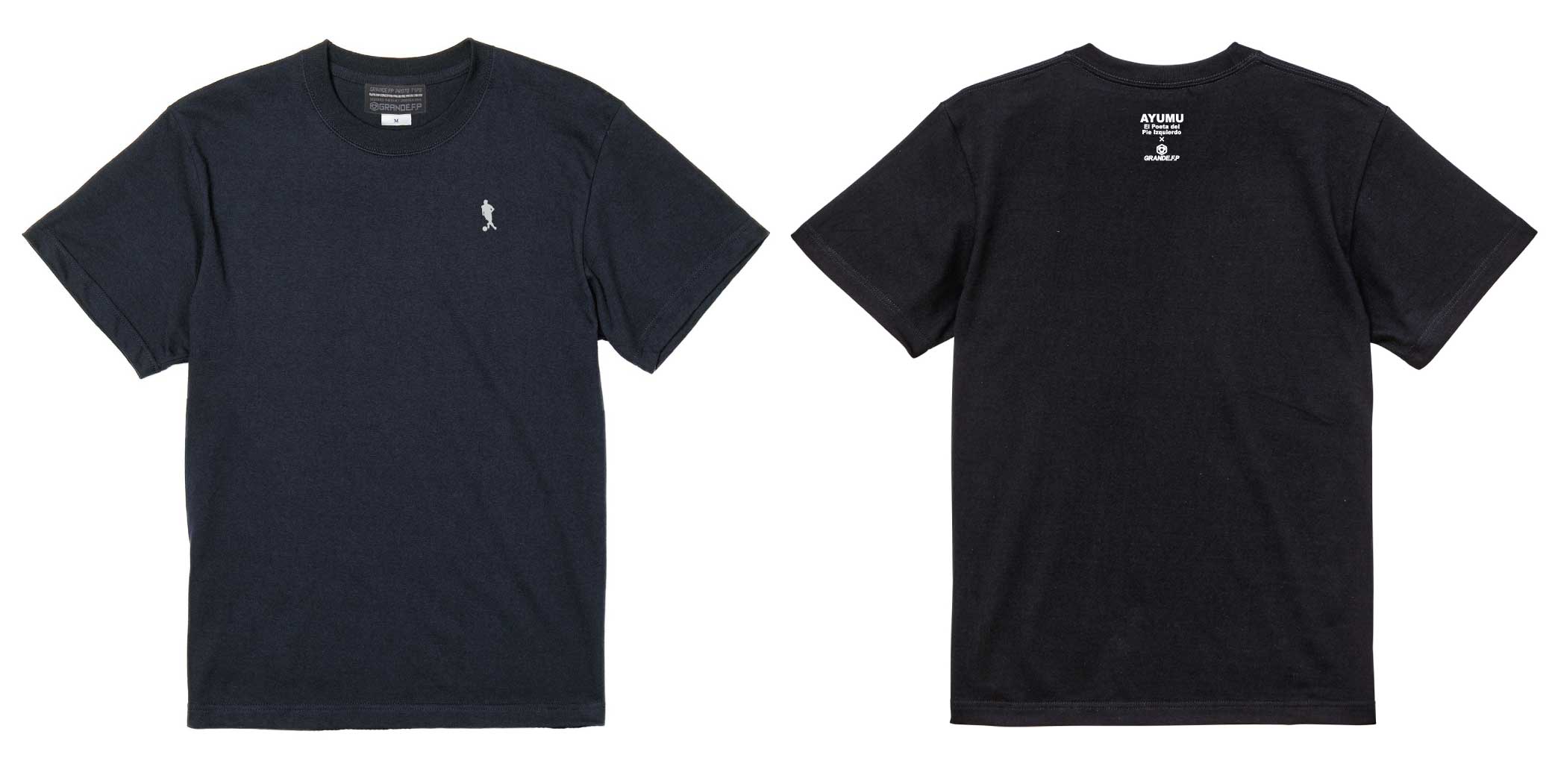 画像1: 【完全予約販売：2026年4月中旬〜下旬発売〜お届け商品】 【ジュニア〜BIGサイズ対応商品】 サガン鳥栖.豊田歩ｘGRANDE.F.Pコラボ.AYUMU.シルエット.刺繍.サポートコットン半袖Tシャツ 　ブラックｘホワイト